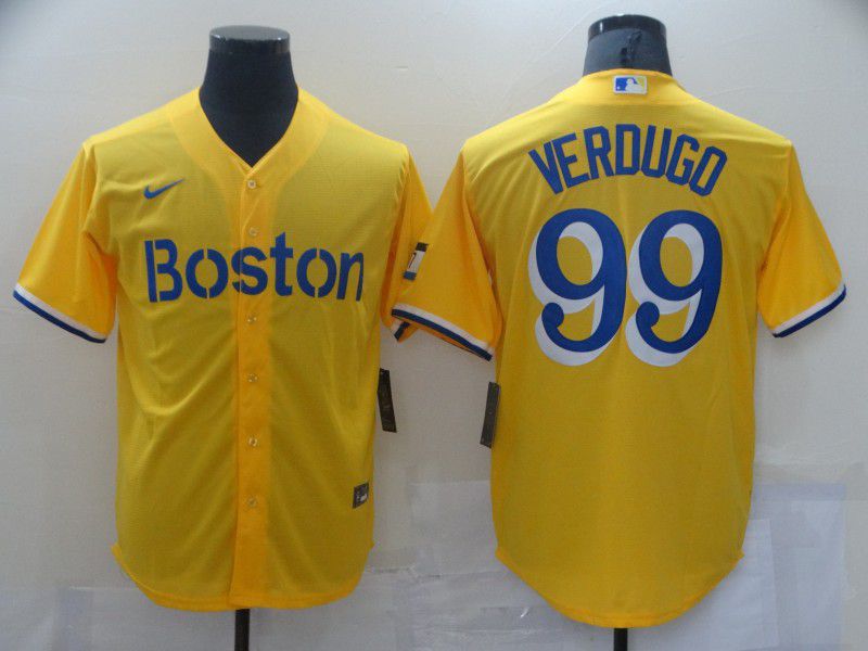 Men Boston Red Sox #99 Verdugo Yellow Game 2021 Nike MLB Jerseys->boston red sox->MLB Jersey